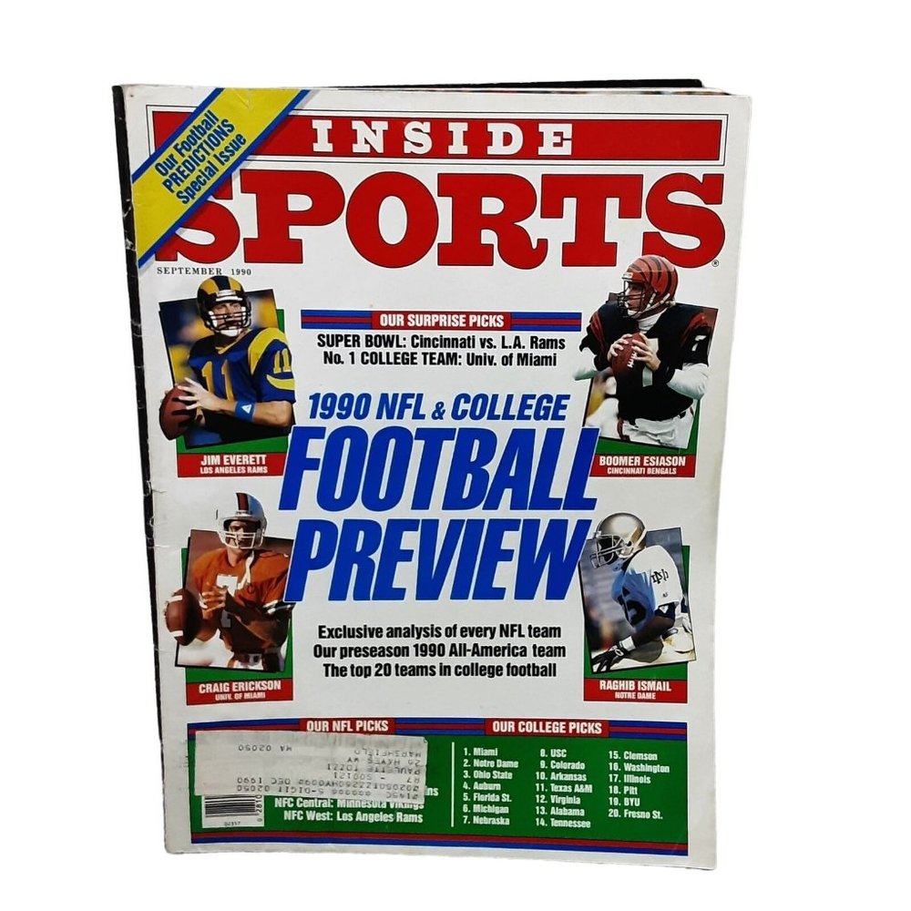 Inside Sports Magazine September 1990 NFL and College Football Issue